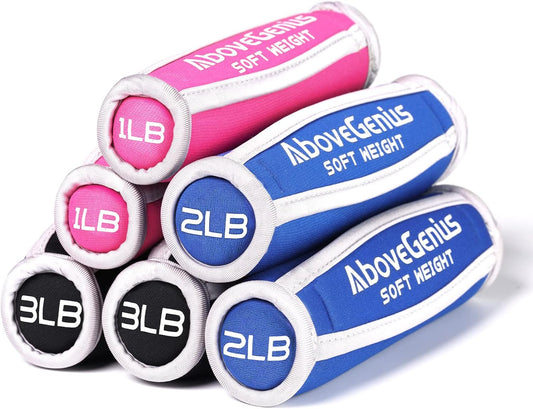 Soft Hand Weights Set (1 lb, 2 lb, 3 lb Pairs) for Kids, Teens, Adults