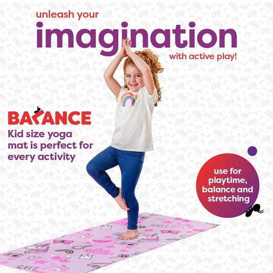 Kids Play & Stretch Gym Mat (60” x 24”, Non-Slip, 3mm Thick)