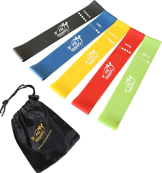 Family Loop Resistance Band Set, 5 Levels with Guide & Carry Bag