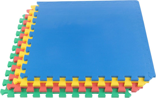 Interlocking Foam Floor Tiles, 4-Pack Multicolor EVA Play & Exercise Mats