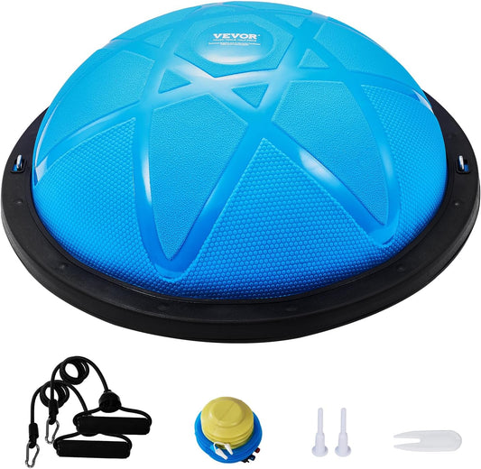 Half Exercise Ball Trainer | 23” or 26” Balance Trainer with Resistance Bands & Foot Pump | Stability Ball for Full-Body Home Workouts