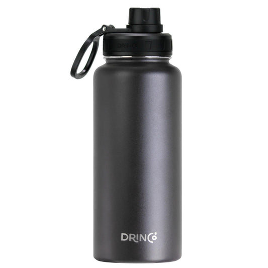 Family Hydration Bottle, 32oz Insulated Stainless Steel (Black)