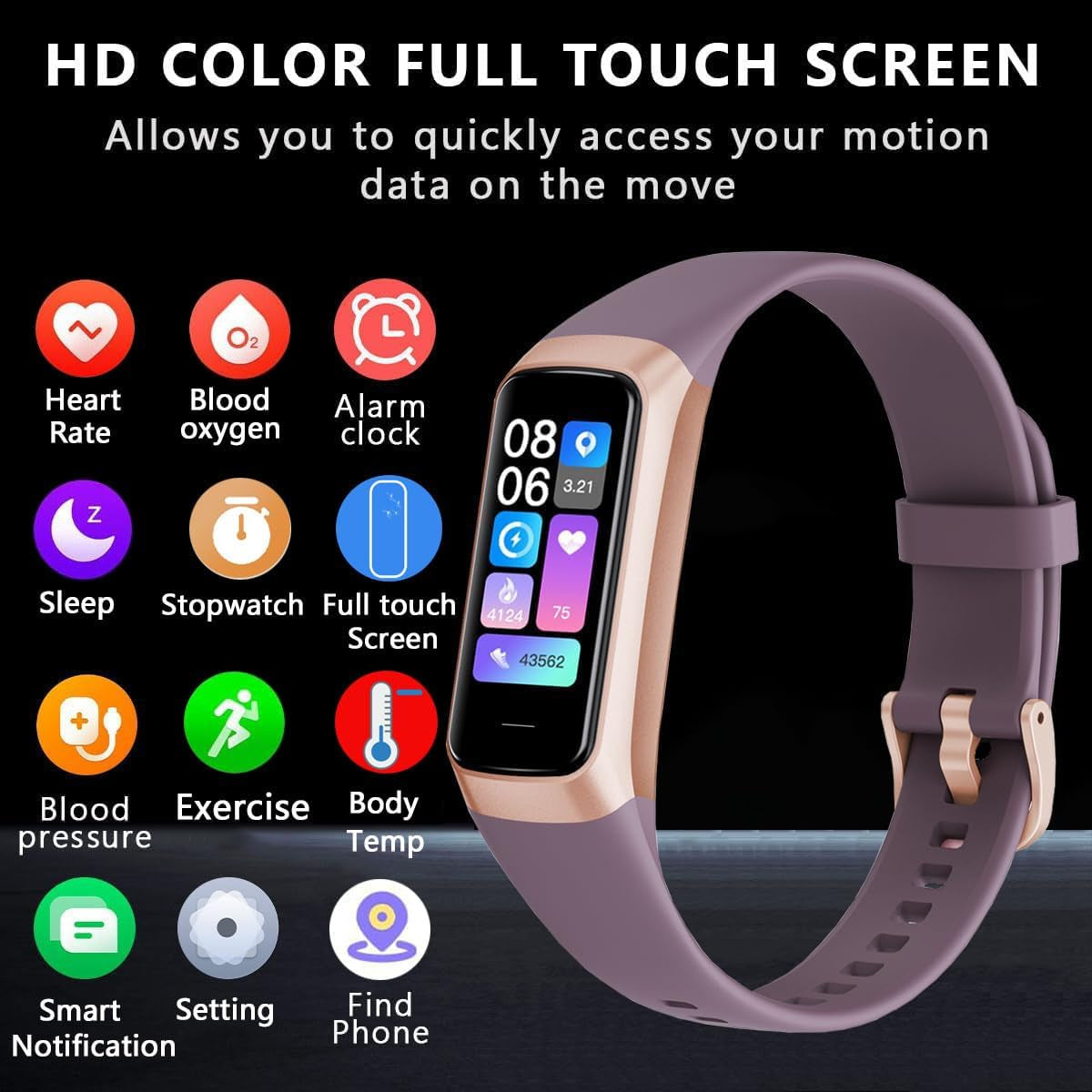 Fitness Tracker with 24/7 Heart Rate Blood Oxygen Sleep Monitor,Activity Tracker with 1.1" AMOLED Touch Color Screen, Multiple Sport Modes Step Counter,Ip68 Waterproof for Women Men