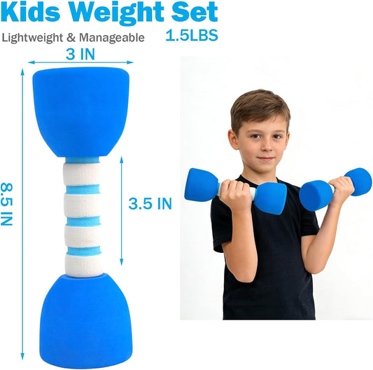 Kids Weight Set - a Pair of 2 Dumbbells for Toddler Childrens Exercise - Foam Dumbbell 1.5Lbs Weights Workout Equipment