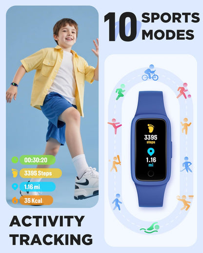 Kid's Fitness Tracker, Vigor Fit Smart Fitness Tracker | 1.1" AMOLED Screen, 25 Sport Modes, Heart Rate & Sleep Monitor, Blood Oxygen Sensor, Smart Notifications, IP68 Waterproof