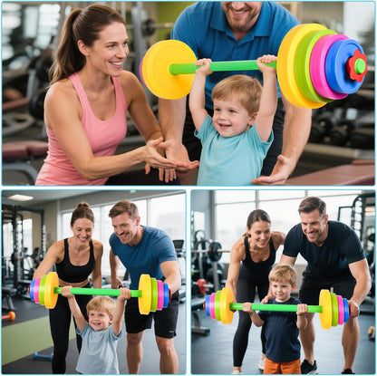 Kids Weight Set – Adjustable Barbell & Kettlebell with Water Bottle