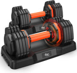 Adjustable Dumbbell Set of 2 | 5-in-1 Quick Switch Dumbbells (5–25 lbs Each) | Compact Home Gym Weights with Non-Slip Silicone Grip & Safety Locking System