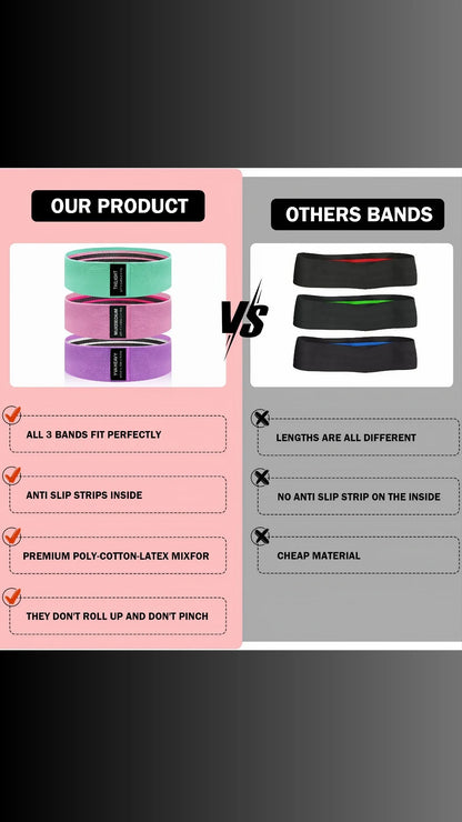 Fabric Resistance Bands for Legs and Butt Home Workout - Non Slip Booty Bands Set