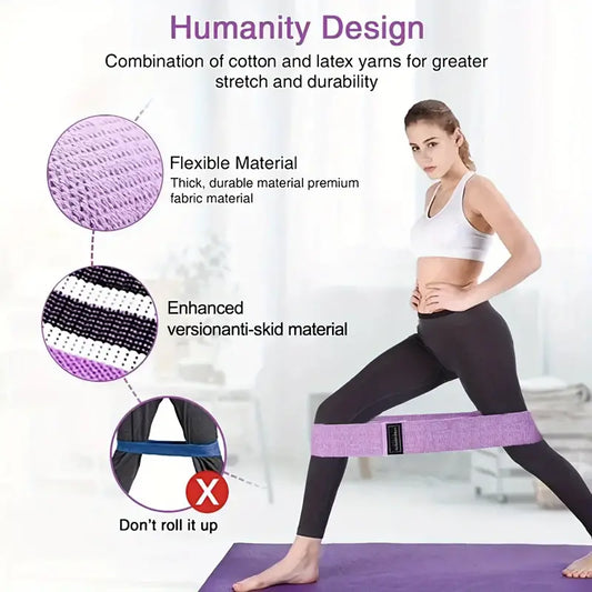 Fabric Resistance Bands for Legs and Butt Home Workout - Non Slip Booty Bands Set