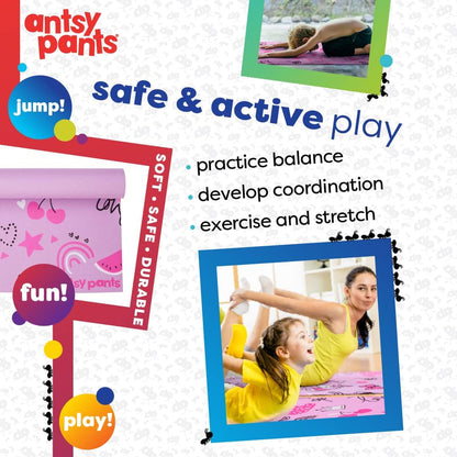 Kids Play & Stretch Gym Mat (60” x 24”, Non-Slip, 3mm Thick)