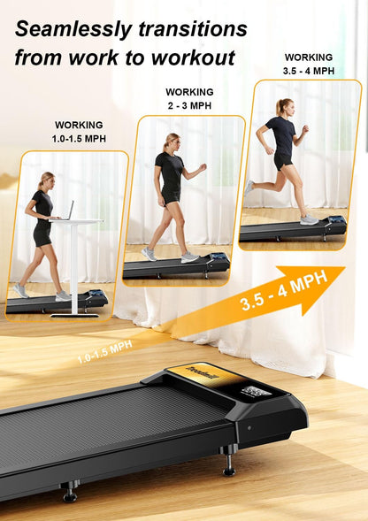 2.5 HP Walking Treadmill Pad with 5% Incline | Compact Under-Desk Treadmill for Home & Office | Remote Control, LED Display, 265lb Capacity