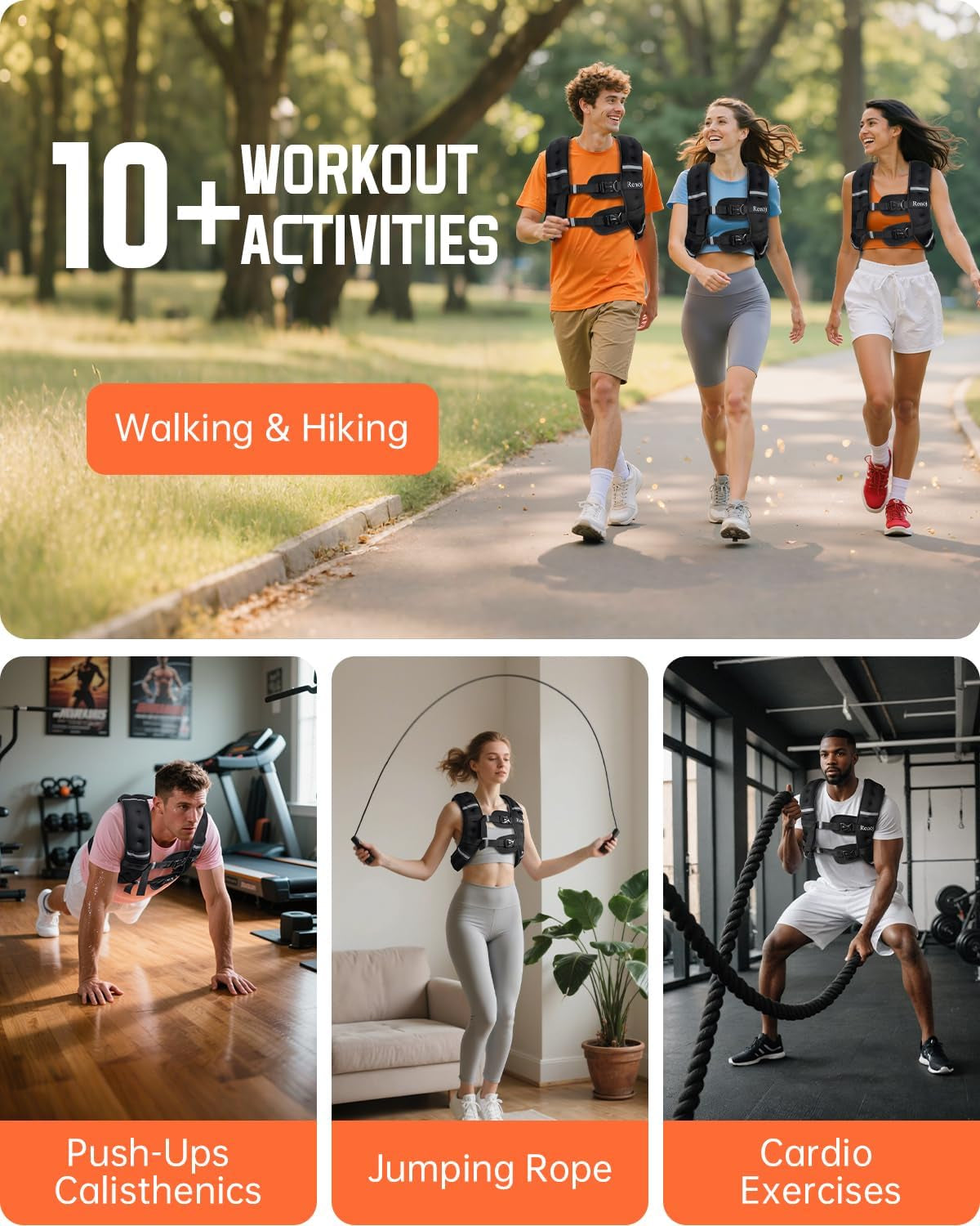 Weighted Vest for Walking, Running, and Training | 6–20 lb Adjustable Workout Vest with Reflective Strips & Pocket