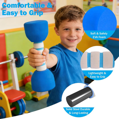 Kids Weight Set - a Pair of 2 Dumbbells for Toddler Childrens Exercise - Foam Dumbbell 1.5Lbs Weights Workout Equipment