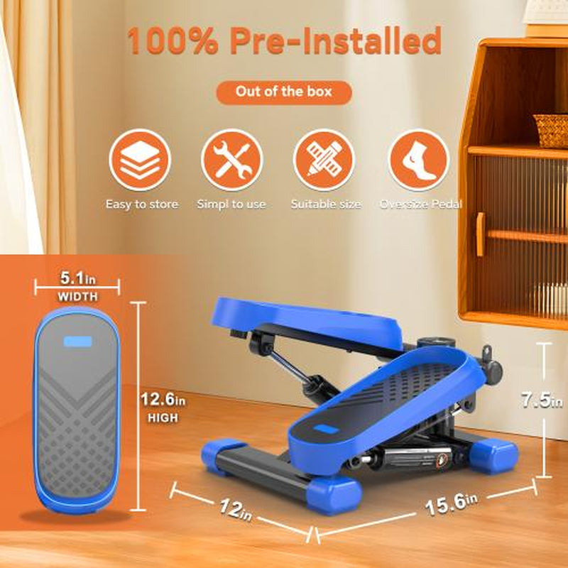 Home Office 330Lb Weight Capacity Mini Stepper with Resistance Band and LCD Display