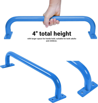 17 Inch Set of 6 Glossy Blue Steel Playground Handles - Playset Accessories Grab Handles, Swingset Safety Grab Bars, Indoor Monkey Bars for Jungle Gym, Playhouse, Climbing Frame