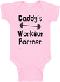 “Mommy’s or Daddys Workout Partner” Funny Baby Bodysuit | Family Fitness Outfit for Boys & Girls | Cute Active Baby Onesie