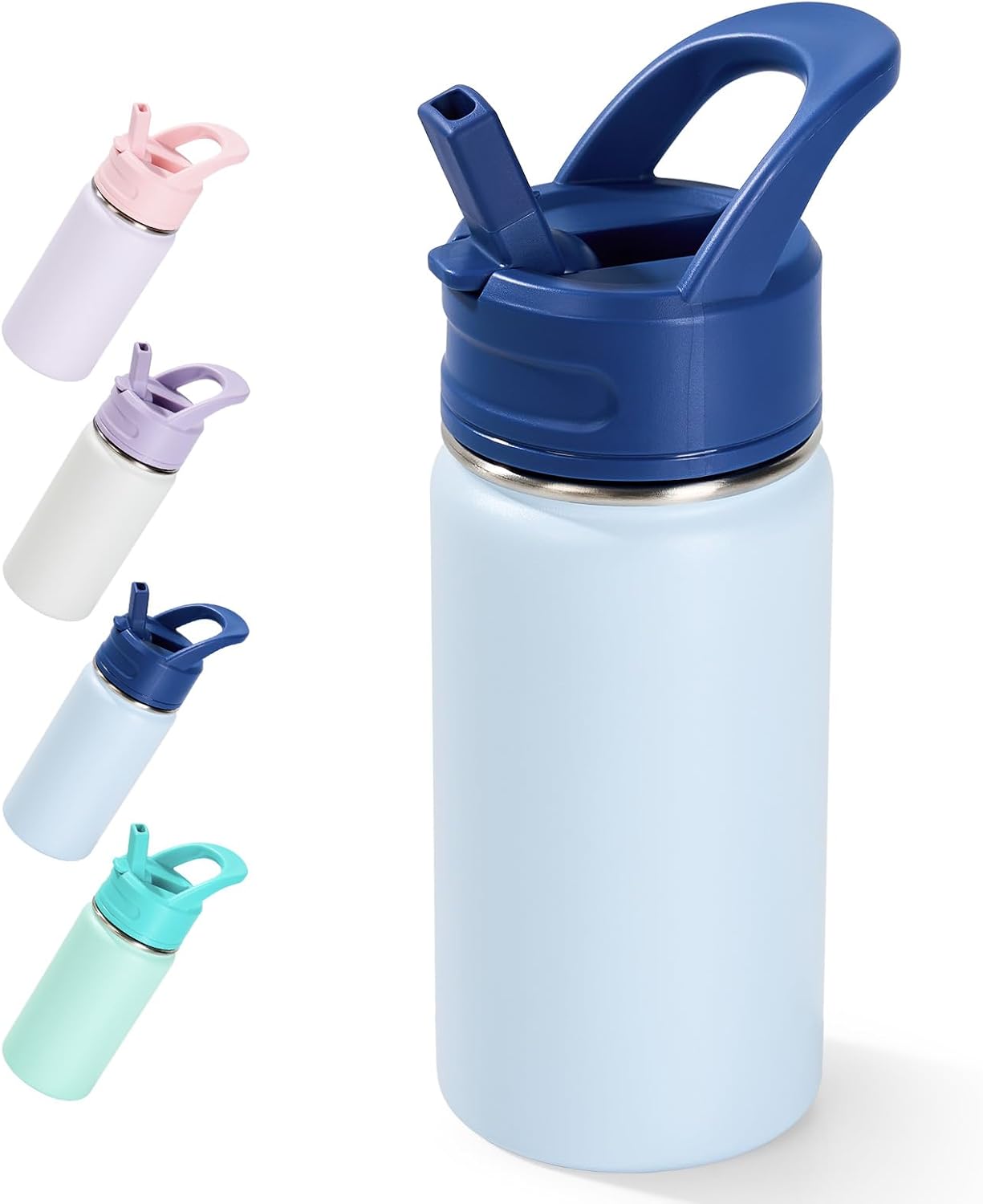 12Oz Kids Water Bottle for School, Toddler Bottles with Straws, Stainless Steel Vacuum Insulated Water Bottle for Boys&Girls, Leak-Proof, Bpa-Free, Purple