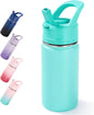 12Oz Kids Water Bottle for School, Toddler Bottles with Straws, Stainless Steel Vacuum Insulated Water Bottle for Boys&Girls, Leak-Proof, Bpa-Free, Purple