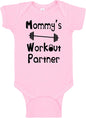 “Mommy’s or Daddys Workout Partner” Funny Baby Bodysuit | Family Fitness Outfit for Boys & Girls | Cute Active Baby Onesie