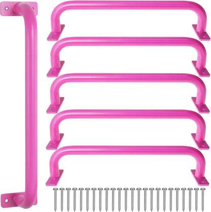 17 Inch Set of 6 Glossy Blue Steel Playground Handles - Playset Accessories Grab Handles, Swingset Safety Grab Bars, Indoor Monkey Bars for Jungle Gym, Playhouse, Climbing Frame