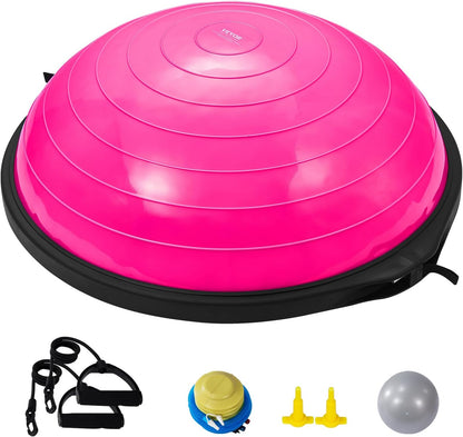 Half Exercise Ball Trainer | 23” or 26” Balance Trainer with Resistance Bands & Foot Pump | Stability Ball for Full-Body Home Workouts