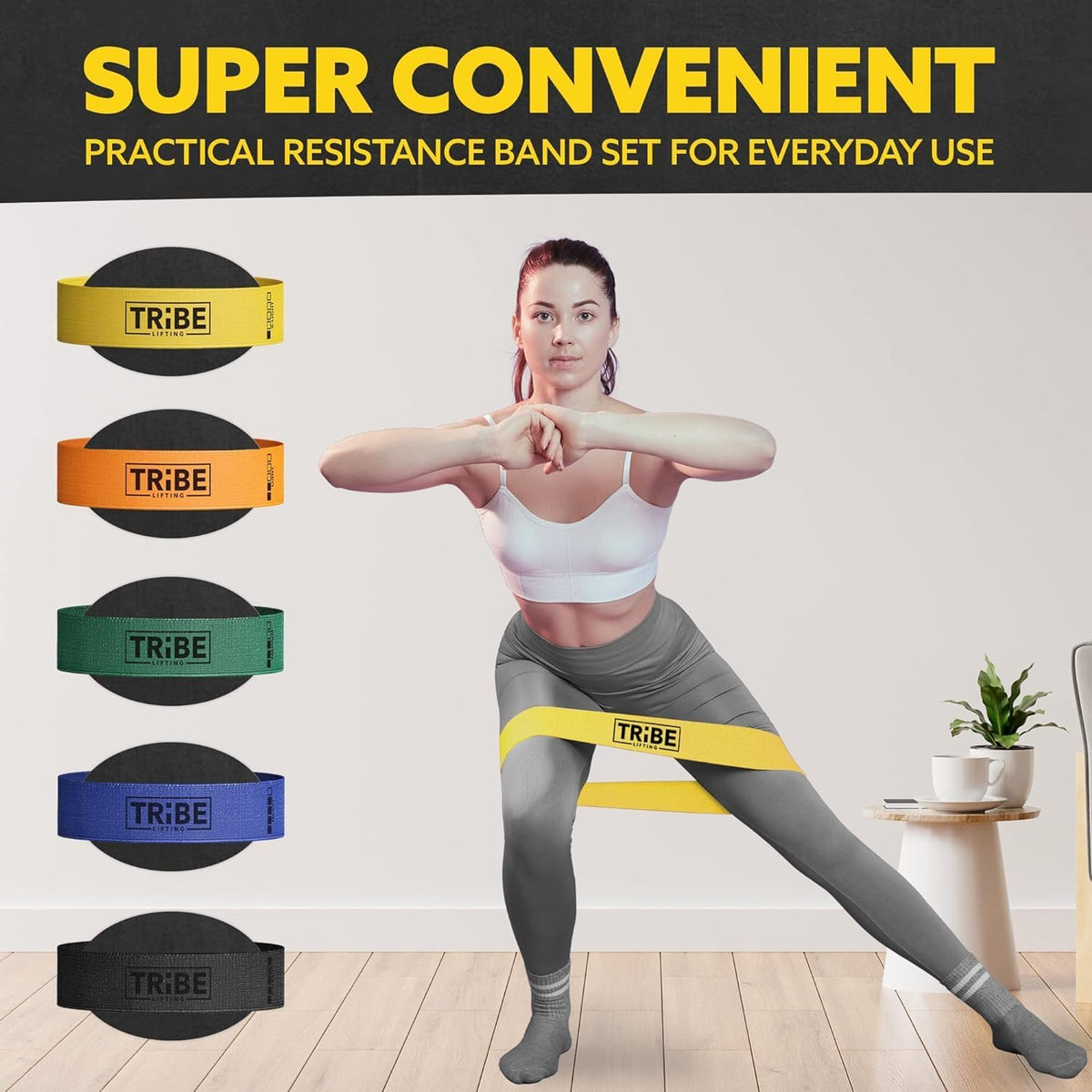 Family Fabric Resistance Bands, 5-Band Set for Legs & Glutes
