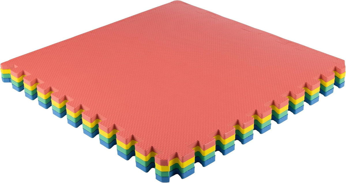 Interlocking Foam Floor Tiles, 4-Pack Multicolor EVA Play & Exercise Mats