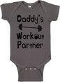 “Mommy’s or Daddys Workout Partner” Funny Baby Bodysuit | Family Fitness Outfit for Boys & Girls | Cute Active Baby Onesie