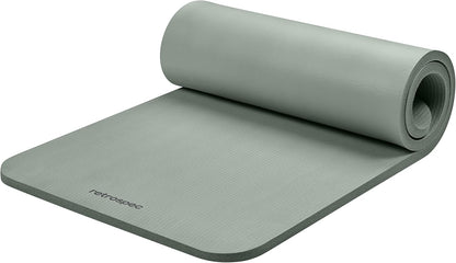 Extra-Thick Comfort Mat (1” Non-Slip, with Carry Strap) for Home Gym, Yoga, Pilates, Stretching, Floor & Fitness Workouts