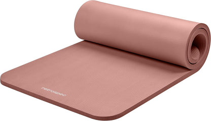 Extra-Thick Comfort Mat (1” Non-Slip, with Carry Strap) for Home Gym, Yoga, Pilates, Stretching, Floor & Fitness Workouts