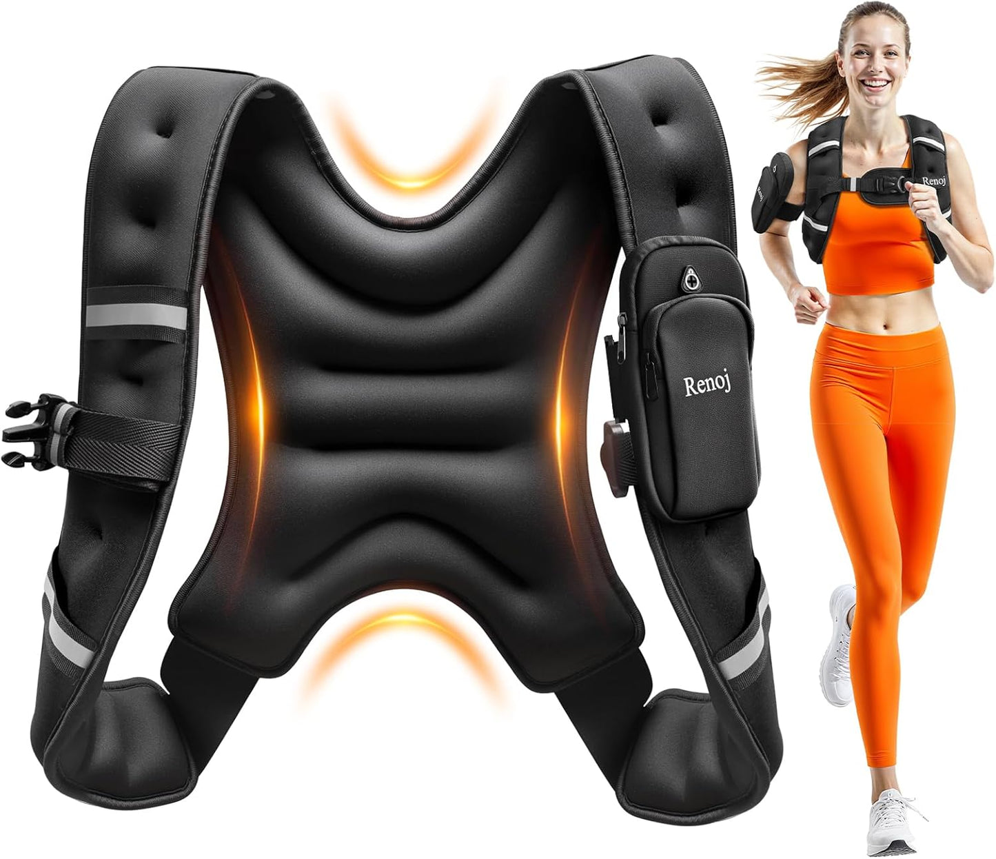 Weighted Vest for Walking, Running, and Training | 6–20 lb Adjustable Workout Vest with Reflective Strips & Pocket