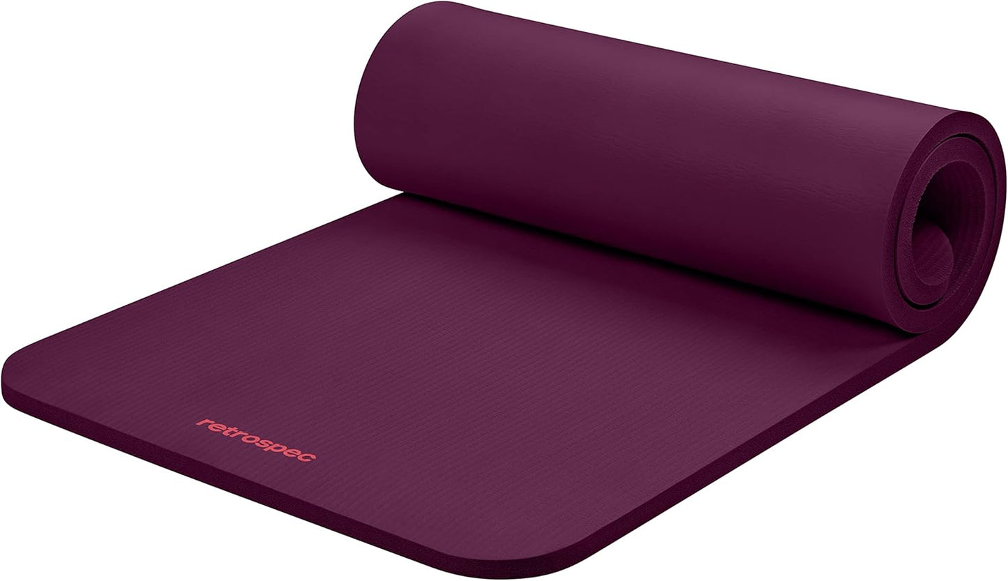 Extra-Thick Comfort Mat (1” Non-Slip, with Carry Strap) for Home Gym, Yoga, Pilates, Stretching, Floor & Fitness Workouts