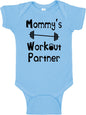“Mommy’s or Daddys Workout Partner” Funny Baby Bodysuit | Family Fitness Outfit for Boys & Girls | Cute Active Baby Onesie