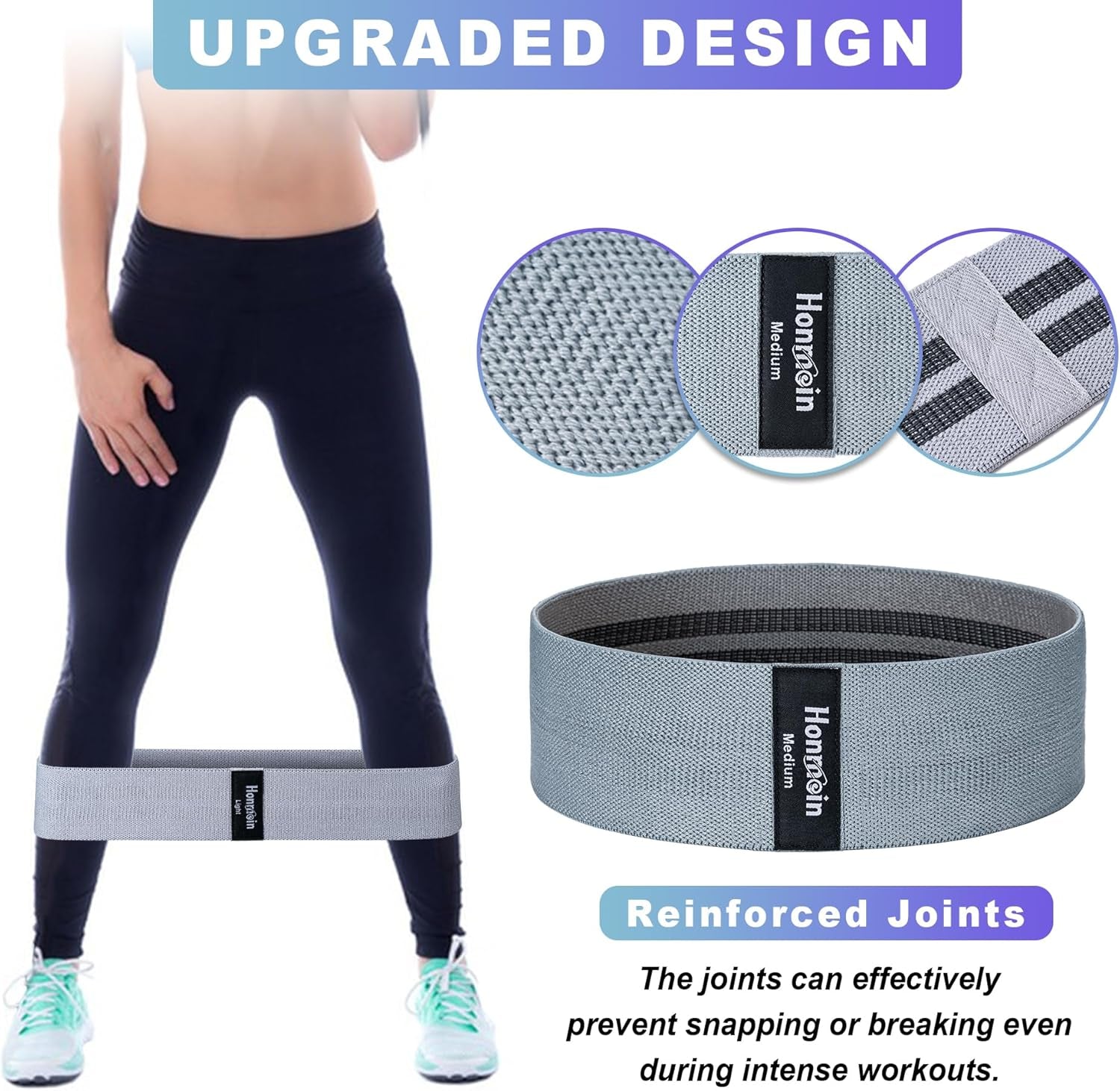 Fabric Resistance Band Set (3 Levels: Light, Medium, Heavy)