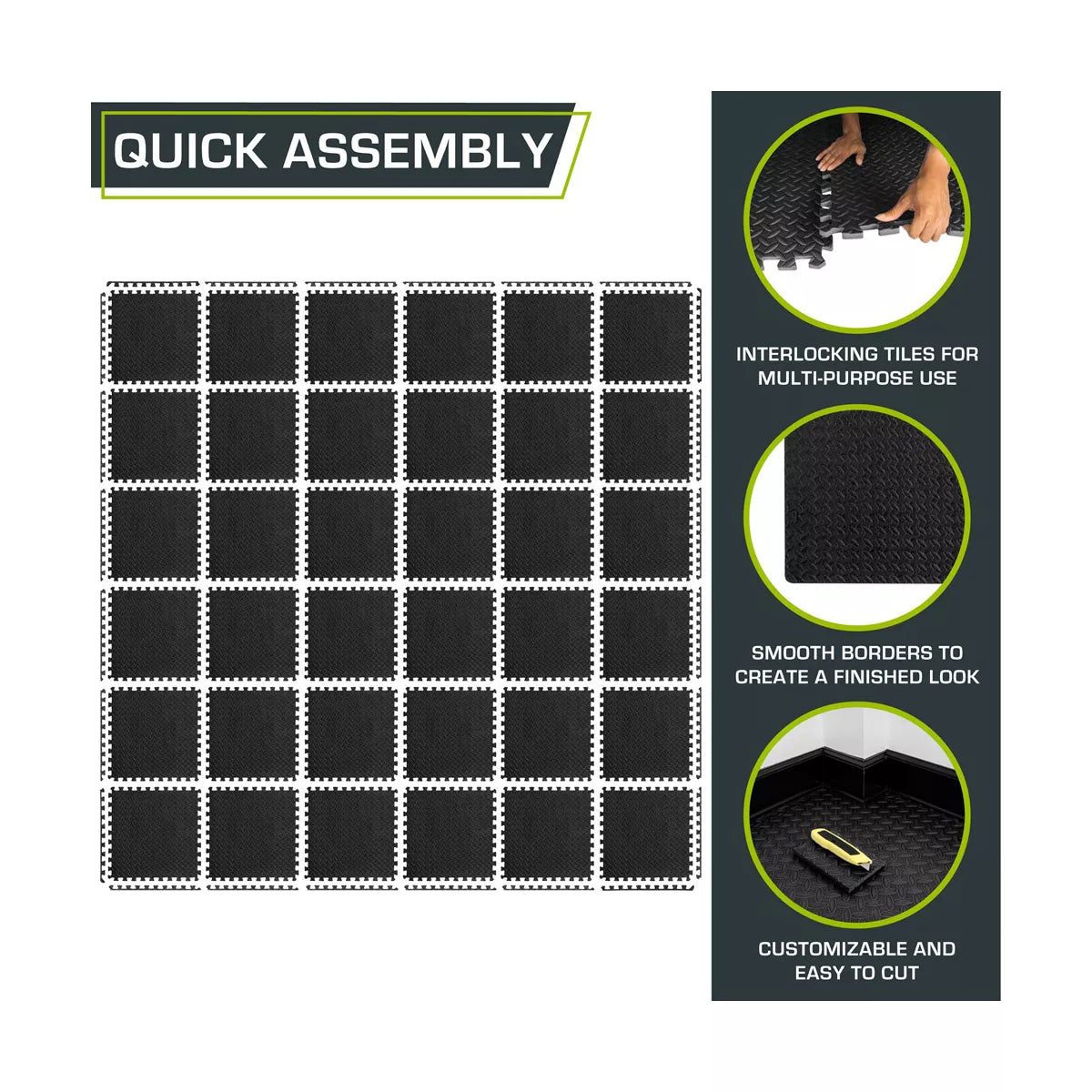 Prosourcefit Exercise Puzzle Mat, 24” X 24” X ½” Tiles