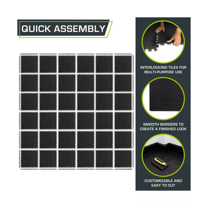 Prosourcefit Exercise Puzzle Mat, 24” X 24” X ½” Tiles