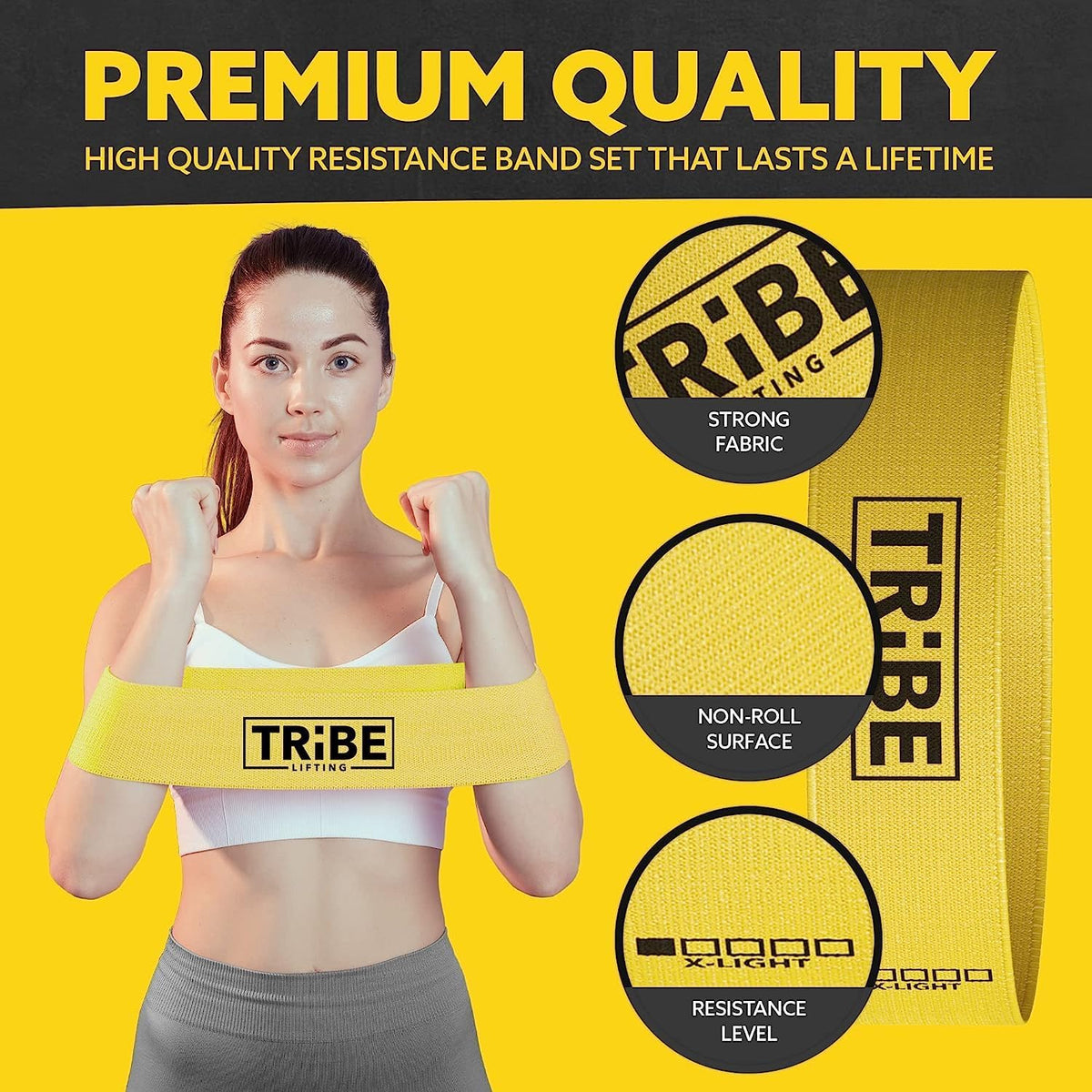 Family Fabric Resistance Bands, 5-Band Set for Legs & Glutes