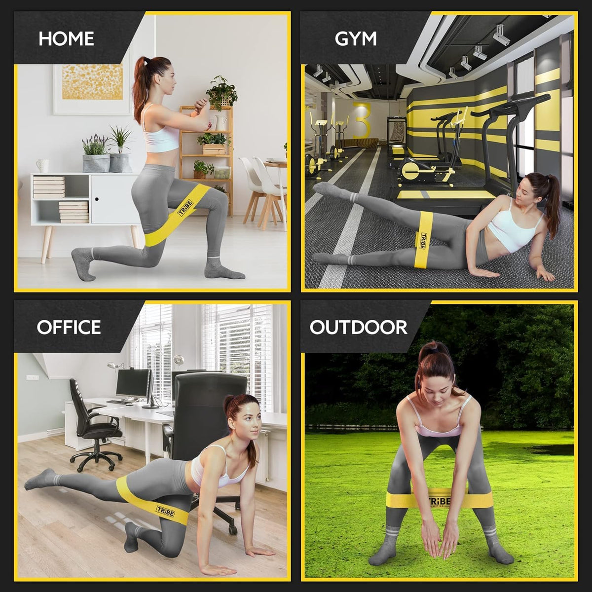 Family Fabric Resistance Bands, 5-Band Set for Legs & Glutes