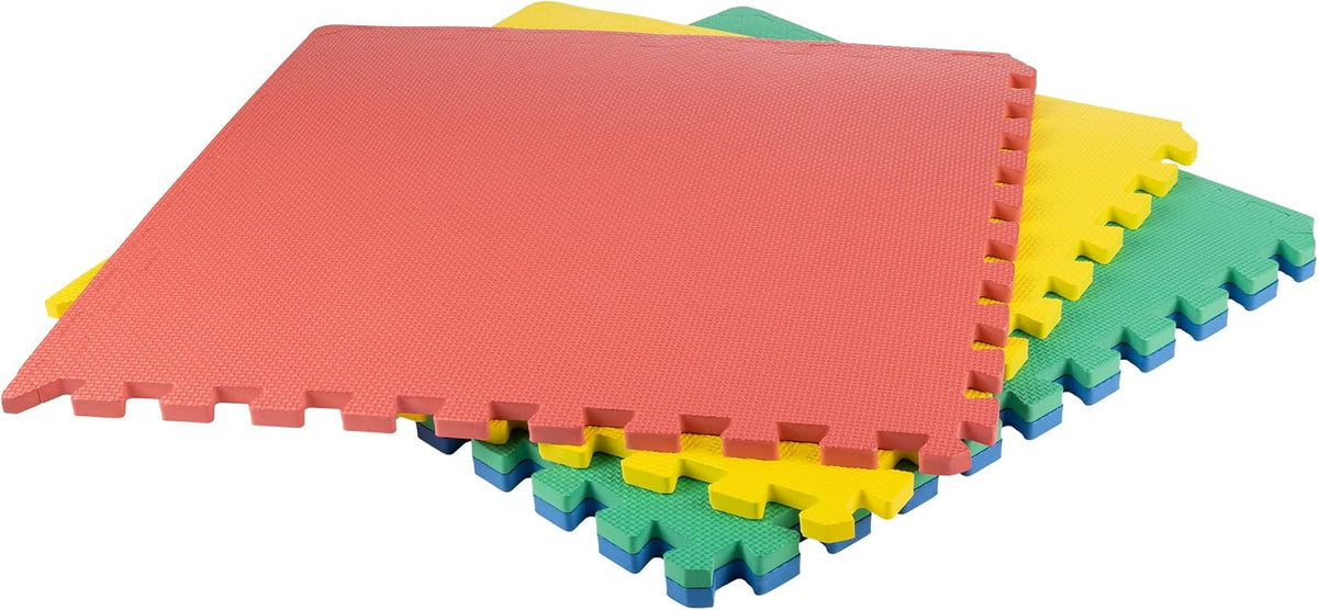 Interlocking Foam Floor Tiles, 4-Pack Multicolor EVA Play & Exercise Mats
