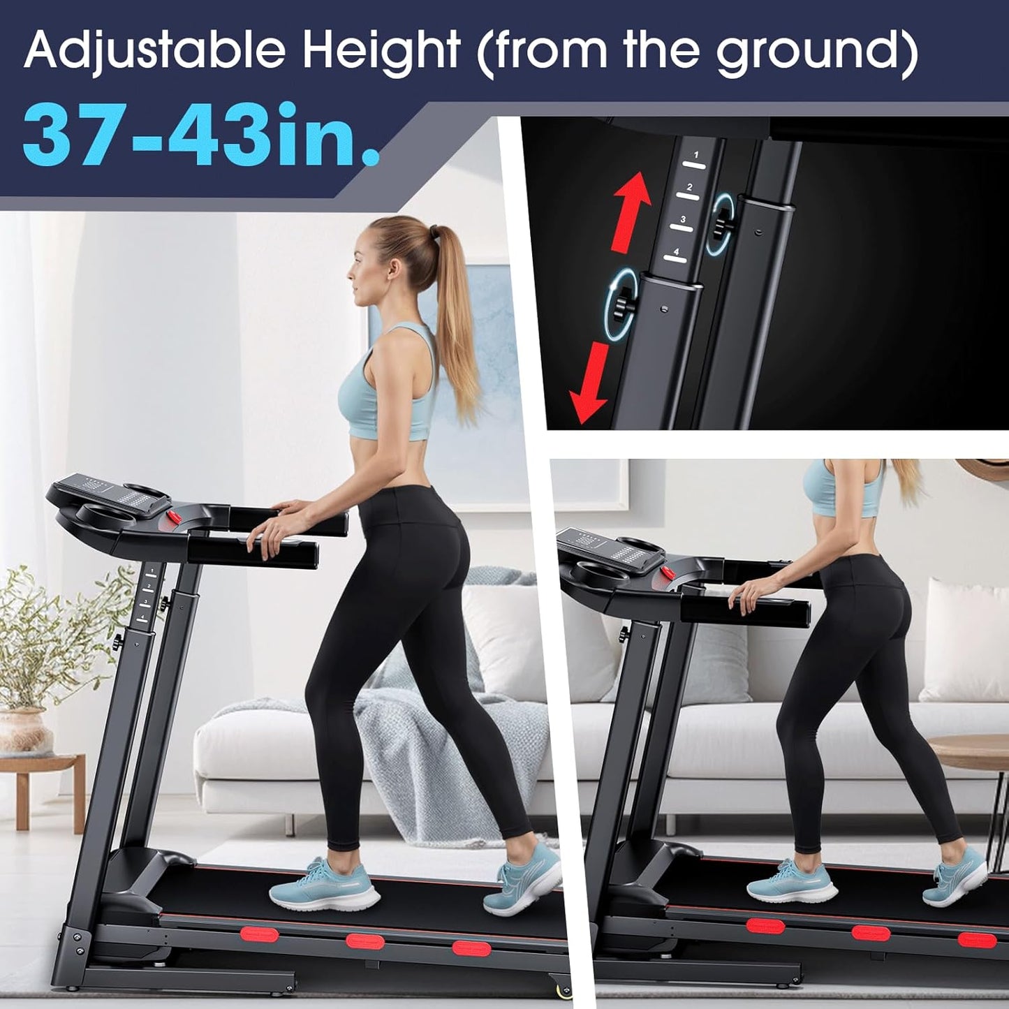 3.5 HP Auto Incline Folding Treadmill for Home | Adjustable Handle Bars, Built-In Speaker, 300lb Capacity