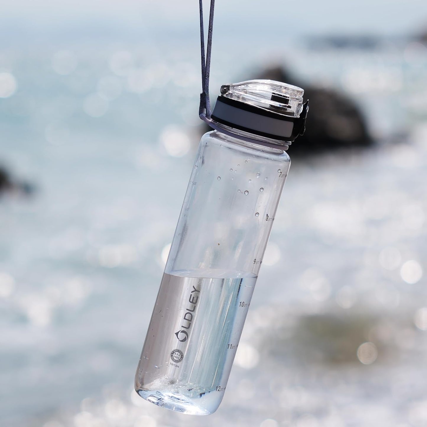 32 oz Motivational Water Bottle with Time Marker & Chug Lid | Leak-Proof, BPA-Free Tritan Plastic | One-Hand Flip Top & Carry Strap