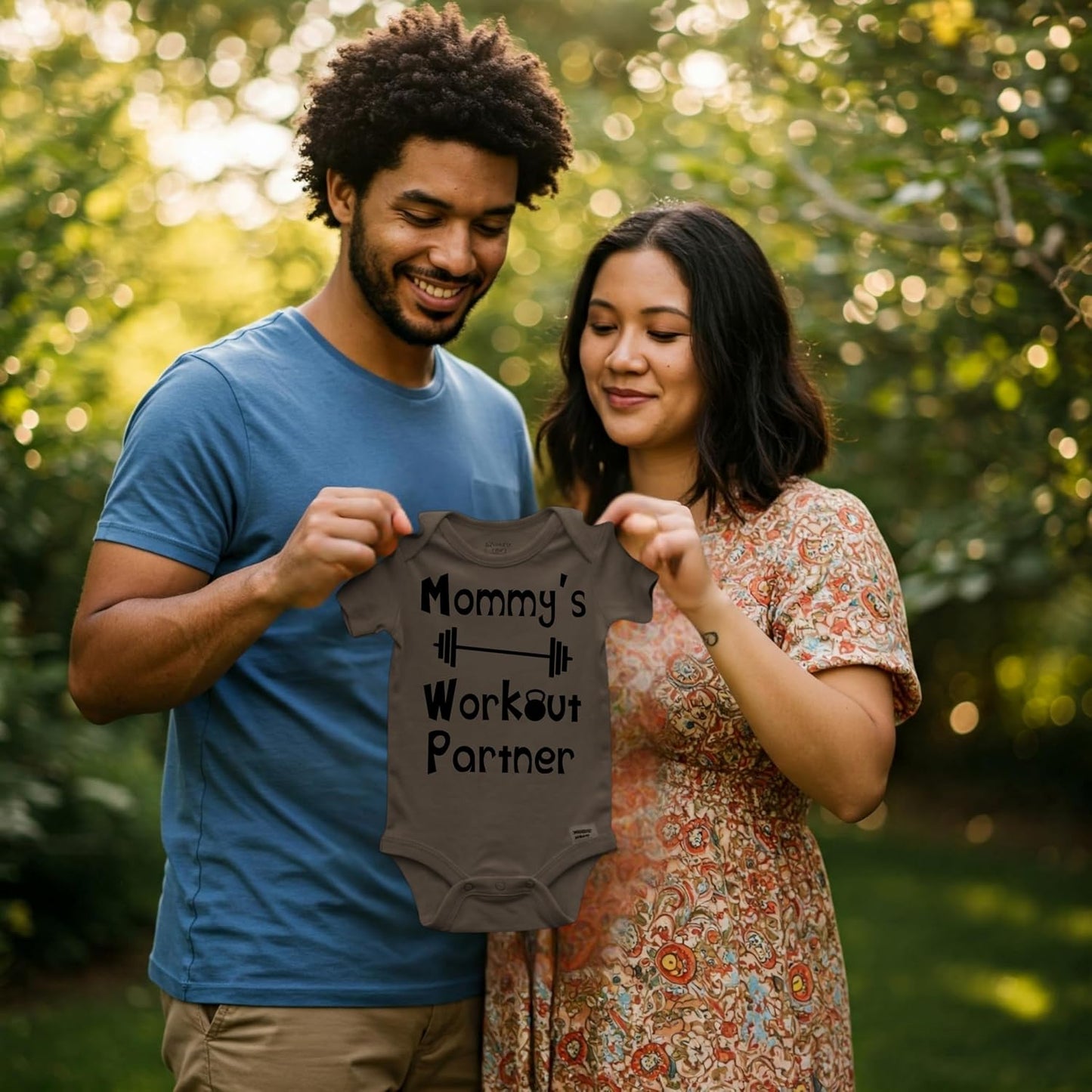 “Mommy’s or Daddys Workout Partner” Funny Baby Bodysuit | Family Fitness Outfit for Boys & Girls | Cute Active Baby Onesie