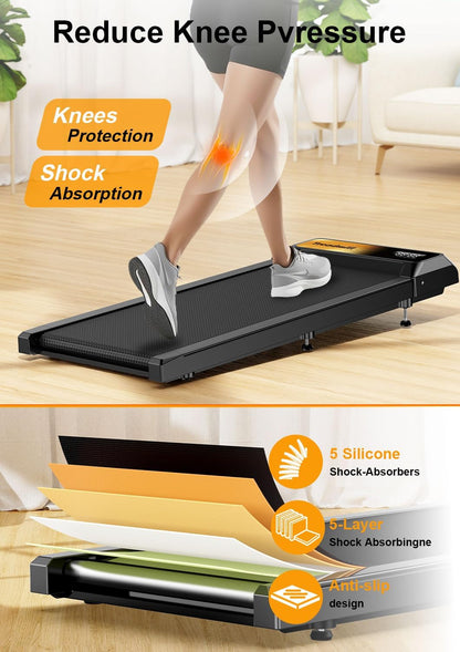 2.5 HP Walking Treadmill Pad with 5% Incline | Compact Under-Desk Treadmill for Home & Office | Remote Control, LED Display, 265lb Capacity