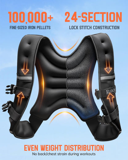 Weighted Vest for Walking, Running, and Training | 6–20 lb Adjustable Workout Vest with Reflective Strips & Pocket
