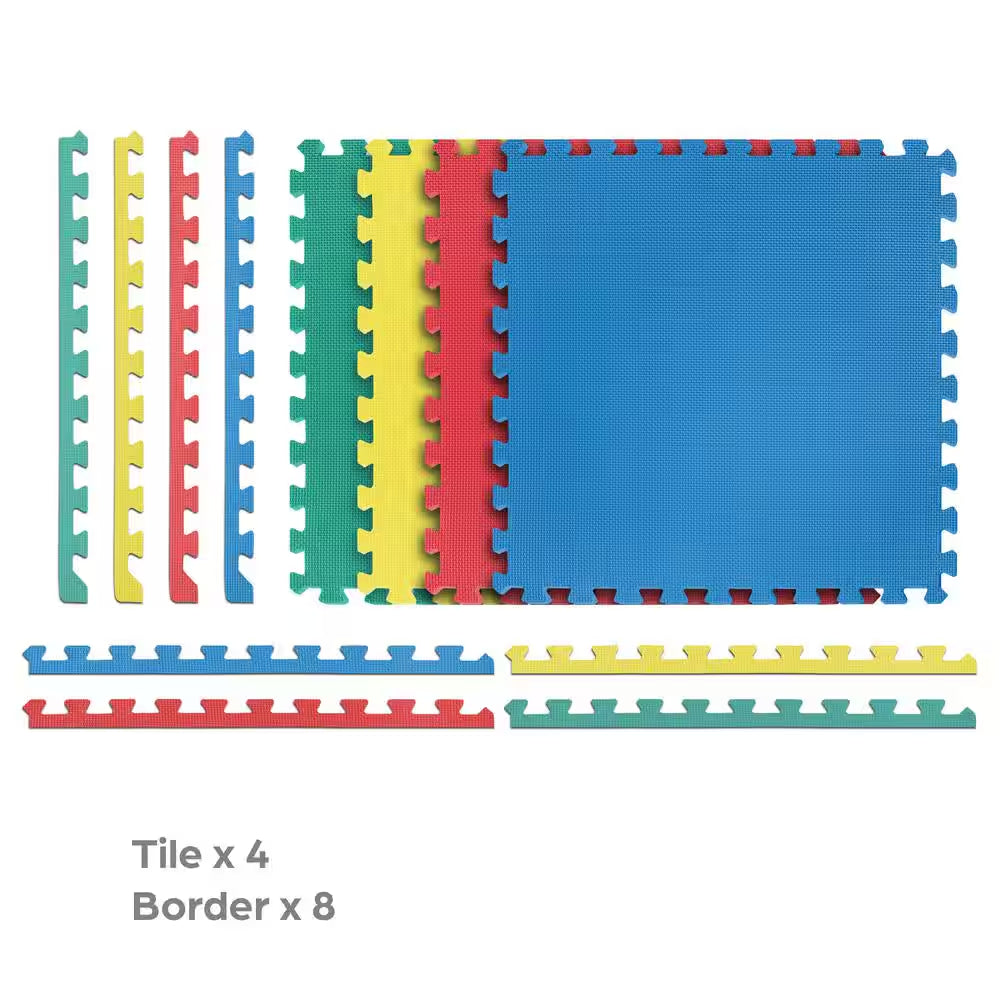 Multi-Purpose 24 In. X 24 In. Interlocking Multi-Color Foam Flooring Recyclamat (4-Pieces)