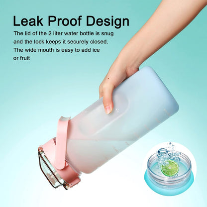 64 oz Motivational Water Bottle with Straw & Time Marker | Half-Gallon Leakproof BPA-Free Hydration Jug for Fitness, Gym, and Daily Use