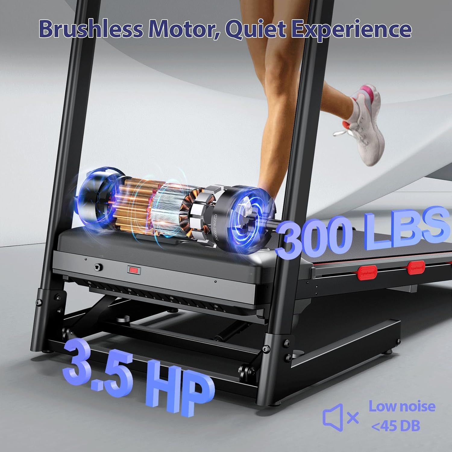 3.5 HP Auto Incline Folding Treadmill for Home | Adjustable Handle Bars, Built-In Speaker, 300lb Capacity