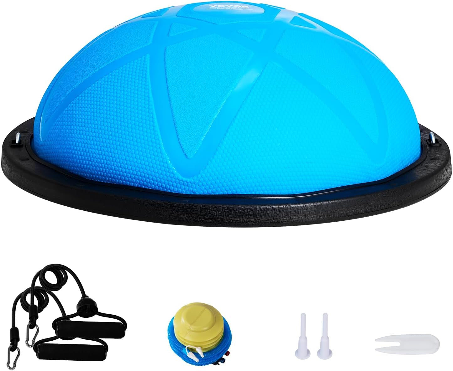 Half Exercise Ball Trainer | 23” or 26” Balance Trainer with Resistance Bands & Foot Pump | Stability Ball for Full-Body Home Workouts