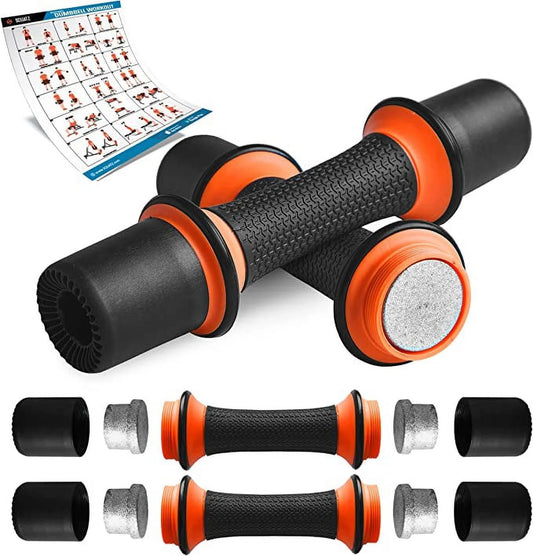 7 Lbs. Dumbbell Weight Set - Adjustable Weight All-In-One Versatile Dumbbells for Women, Non-Slip Neoprene Ideal for Common Movement and Multi Functional Exercise, Home Gym Training