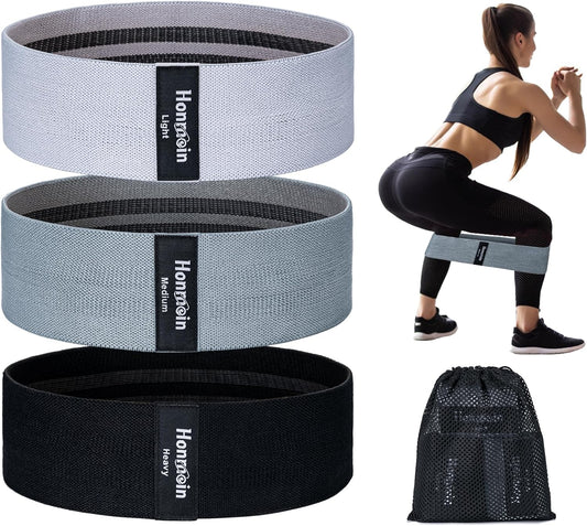 Fabric Resistance Band Set (3 Levels: Light, Medium, Heavy)